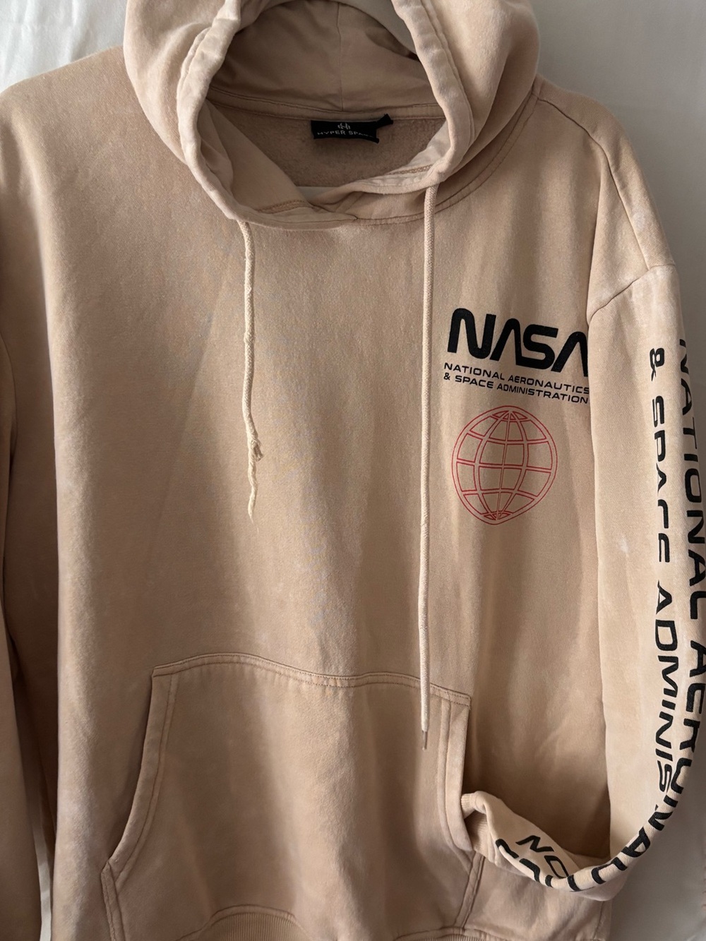 NASA Graphic Pullover Hoodie - Beige